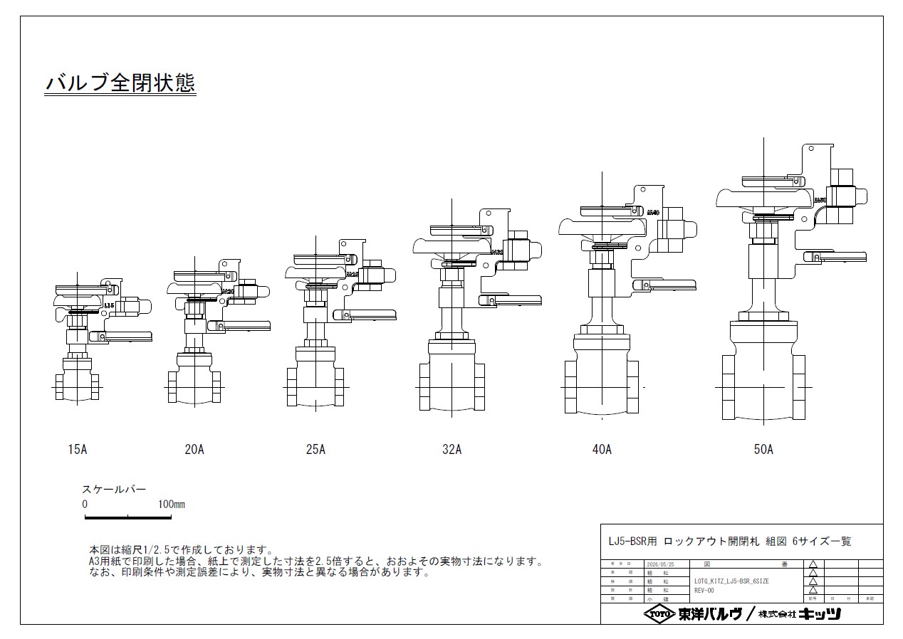 ロックアウト開閉札 図面・外径図2