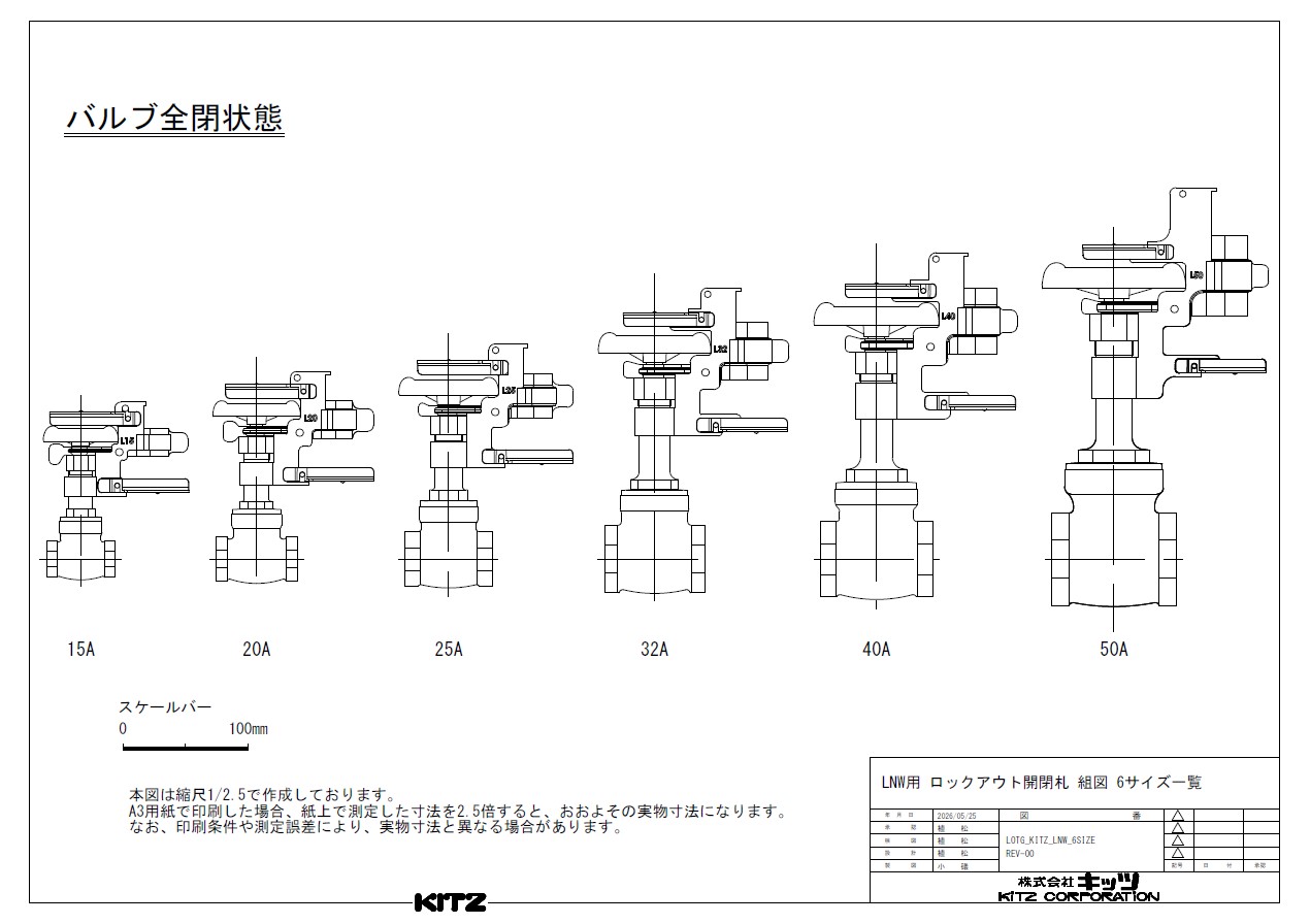 ロックアウト開閉札 図面・外径図2