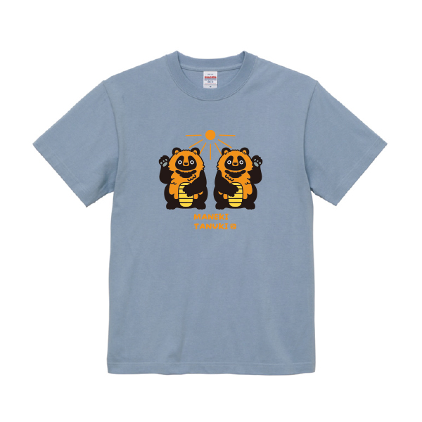 えぞたぬき　Tシャツ　まねきたぬき　アシッドブルー