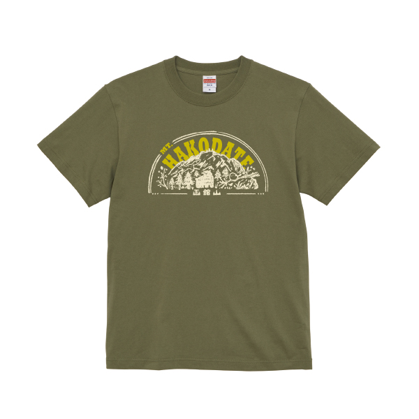 【函館山限定】Tシャツ　函館山と北の動物　オリーブ