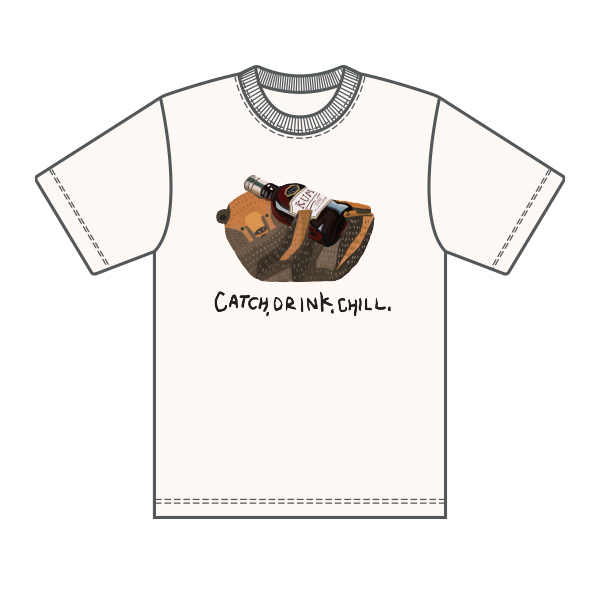 北海道Tシャツ　木彫りの抱っこくま　酒　バニラ【ぐぅたらデザイン】