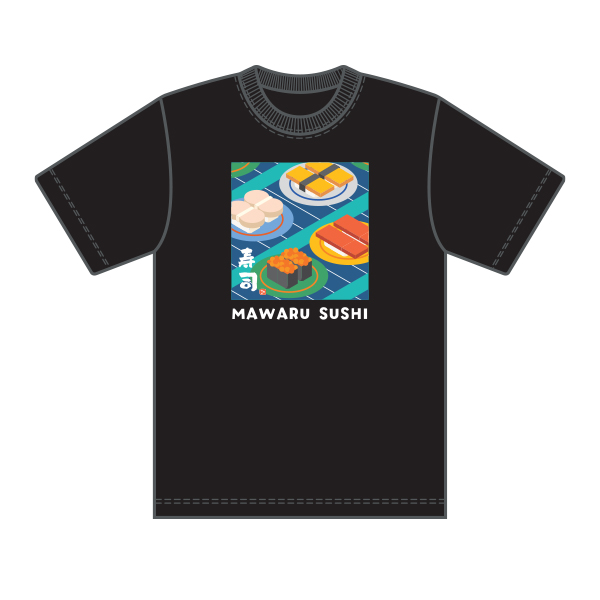 北海道Tシャツ　まわる寿司 　黒　【YAYUYO】
