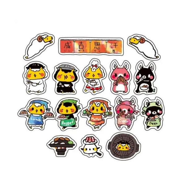 ジンギスカンのジンくん　ジンギスカン屋さんの肉肉フレークシール