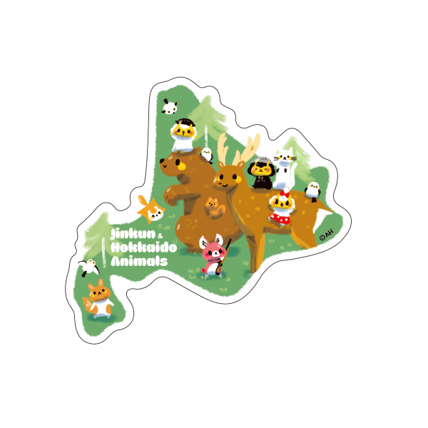 ジンギスカンのジンくん　北海道の動物たち大集合　ステッカー