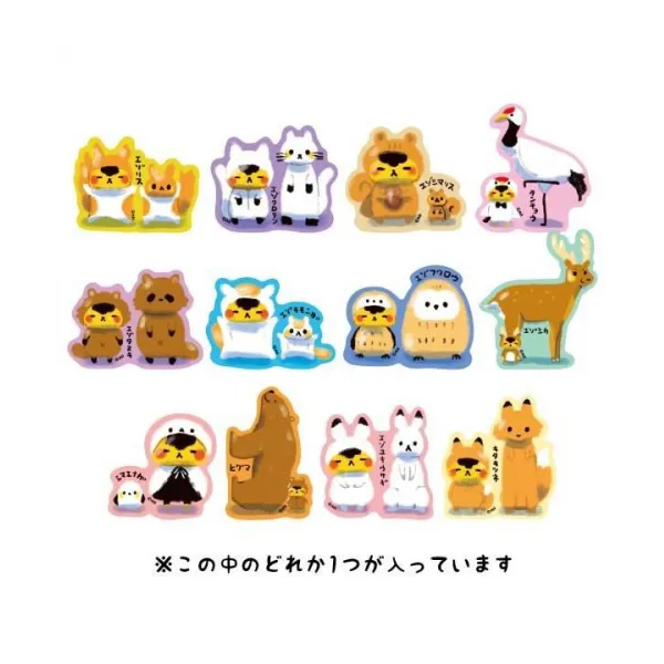 ジンギスカンのジンくん　北海道の動物たちと背比べ　トレーディングステッカー　ギスくん