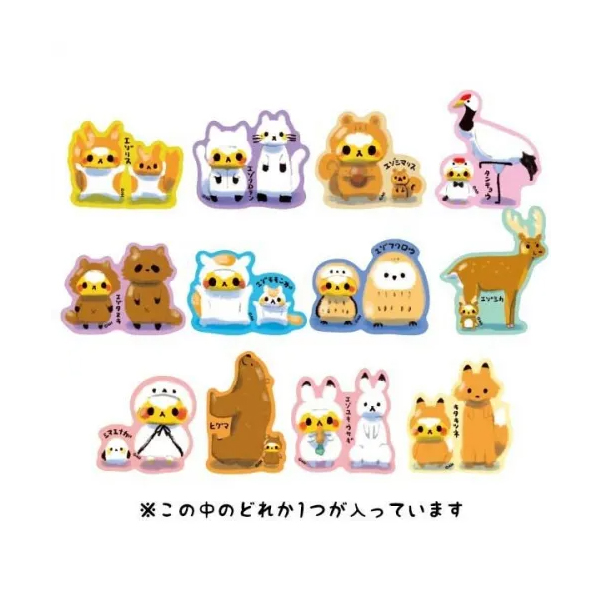 ジンギスカンのジンくん　北海道の動物たちと背比べ　トレーディングステッカー　ジンくん