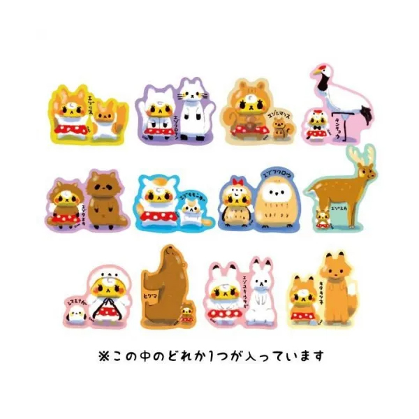 ジンギスカンのジンくん　北海道の動物たちと背比べ　トレーディングステッカー　カンくん