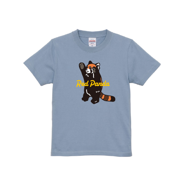 円山動物園　キッズTシャツ　レッサーパンダ　アシッドブルー（やゆよ）