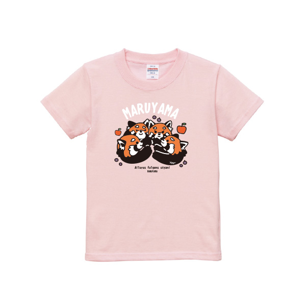 円山動物園　キッズTシャツ　レッサーパンダ　ピンク（やゆよ）