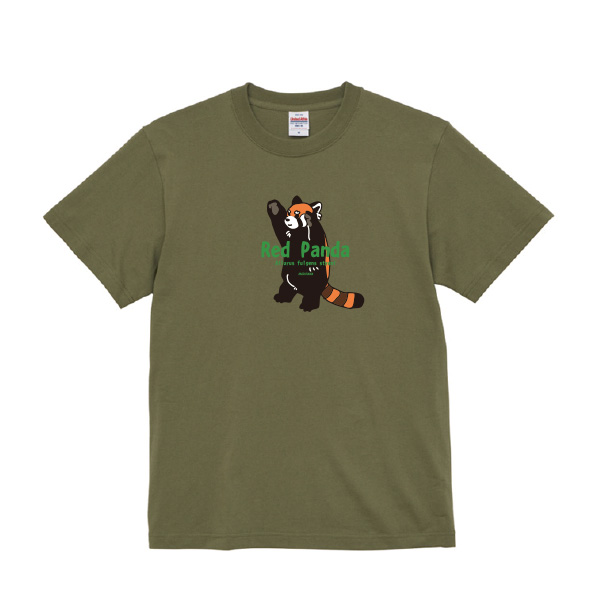 円山動物園　レッサーパンダ　Tシャツ 　1頭　ライトオリーブ（やゆよ）