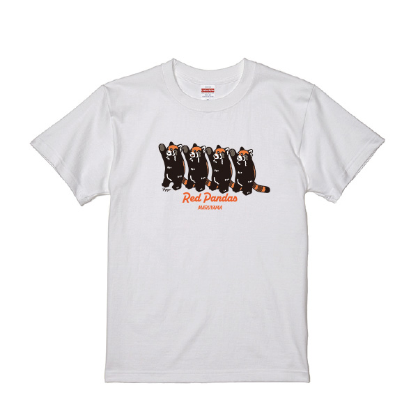円山動物園　レッサーパンダ　Tシャツ 　4頭　ホワイト（やゆよ）