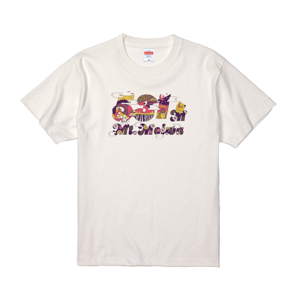 【藻岩山限定】Mt.MOIWA531Tシャツ（ちばしげ）　バニラ　刷り色パープル