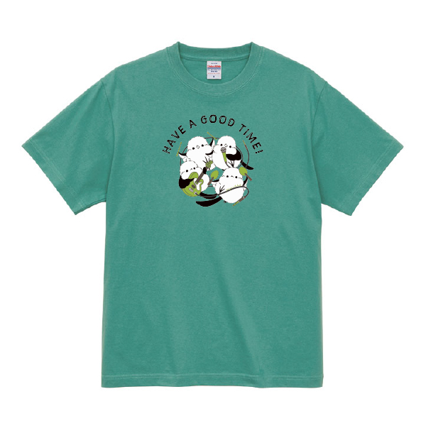 ぴよ手帖　Tシャツ　シマエナガバンド　ヘイジーグリーン