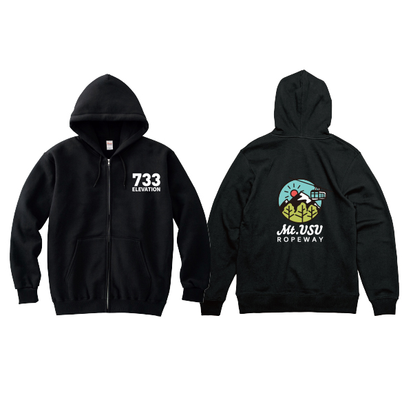 【有珠山ロープウェイ様限定】オリジナルパーカー　有珠山マーク丸　ブラック