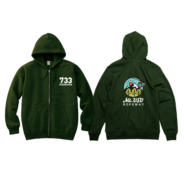 【有珠山ロープウェイ様限定】オリジナルパーカー　有珠山マーク丸　アーミーグリーン