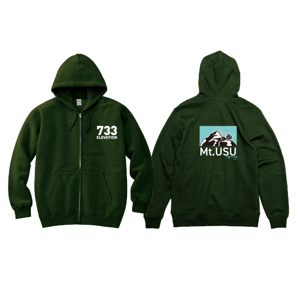 【有珠山ロープウェイ様限定】オリジナルパーカー　有珠山マーク四角　アーミーグリーン