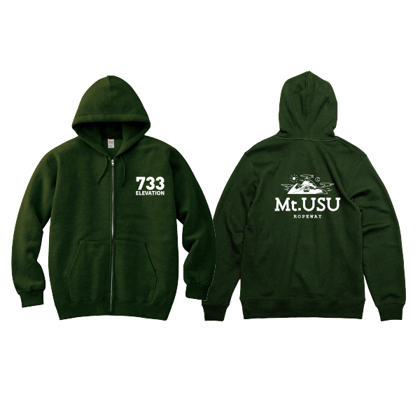 【有珠山ロープウェイ様限定】オリジナルパーカー　太陽と月　アーミーグリーン