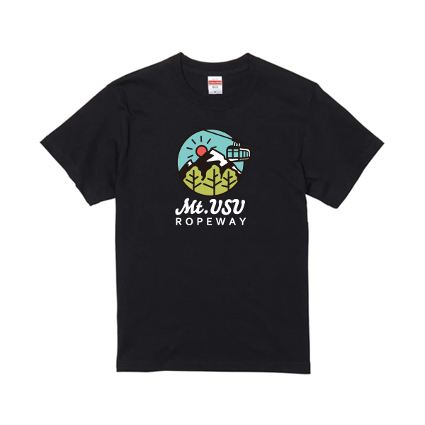 【有珠山ロープウェイ様限定】オリジナルTシャツ　有珠山マーク丸　ブラック