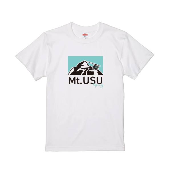 【有珠山ロープウェイ様限定】オリジナルTシャツ　有珠山マーク四角　ホワイト