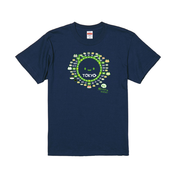 東京猫MAP　Tシャツ　インディゴ