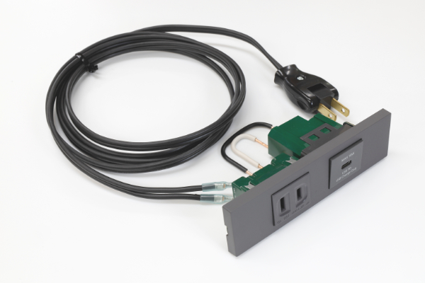 2口用（AC+USB-C）家具コンセントセット グレー（H）