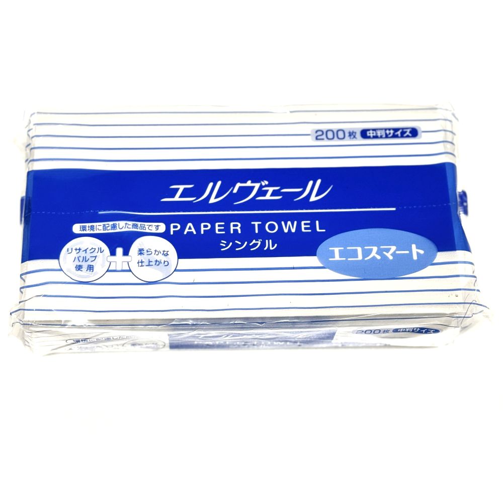 エルヴェール ペーパータオル エコスマート シングル 200枚入【各種】