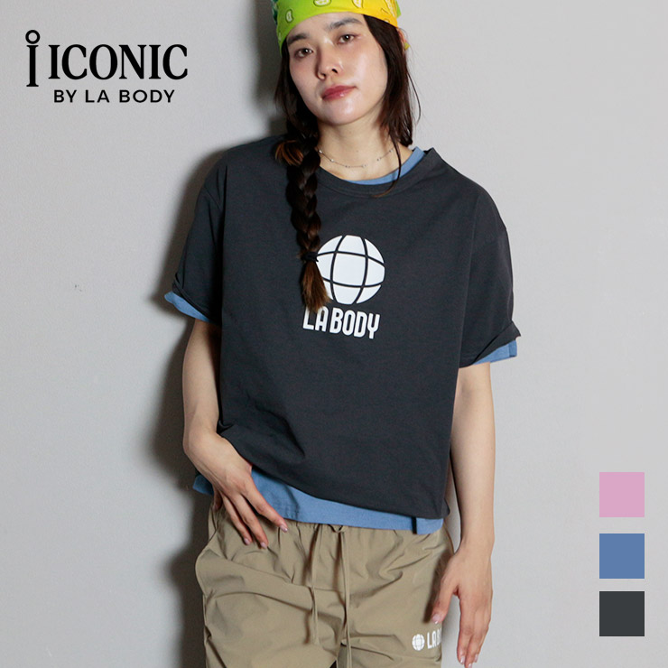 LA BODY ICONIC Tシャツ  吸水速乾  軽量半袖　ピンク ブルー ブラック  Mサイズ　Lサイズ　レディース