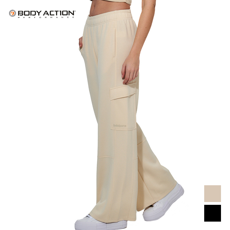 BODY ACTION ボディアクション ロング ワイド ストレッチパンツ レディース BK SAND　XSサイズ　Sサイズ