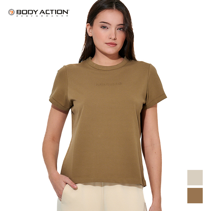 BODY ACTION  ボディアクション Tシャツ 半袖 ロゴ 定番  レディース  ベージュ カーキ　Sサイズ　Mサイズ