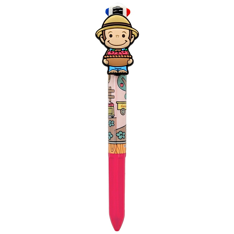 おさるのジョージ マスコット付き4色ボールペン