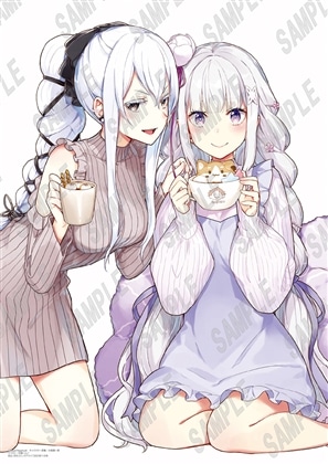 【KADOKAWA】「Re：ゼロから始める異世界生活」B2タペストリー エミリア＆エキドナ_花鶏ハルノ (C108)