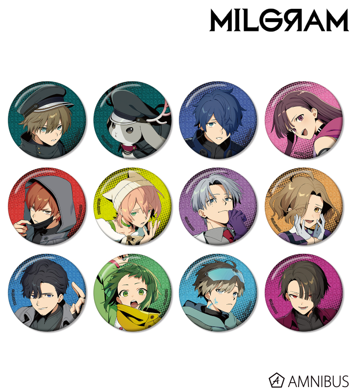 【アルマビアンカ】MILGRAM -ミルグラム- 描き下ろし アメコミ風ver. トレーディンググリッター缶バッジ 1BOX入数：12