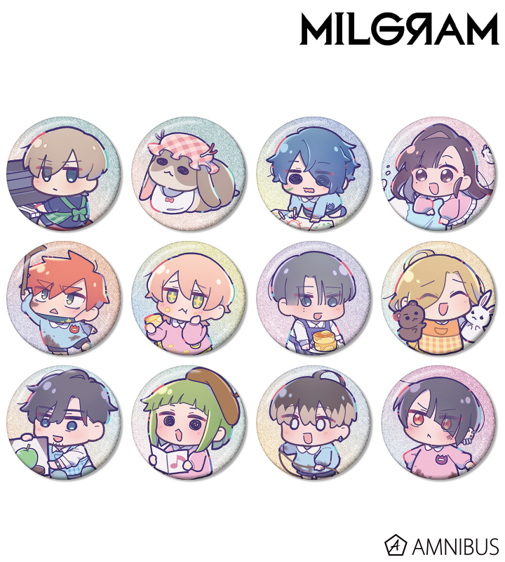 【アルマビアンカ】MILGRAM -ミルグラム- 描き下ろし ミニグラム 幼稚園ver. トレーディンググリッター缶バッジ 1BOX入数：12