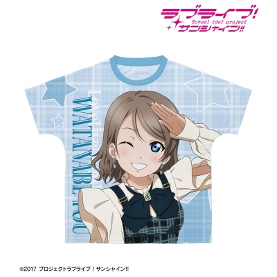 【アルマビアンカ】ラブライブ！サンシャイン！！ 描き下ろし 渡辺 曜 チェックワンピース衣装ver. フルグラフィックTシャツユニセックス(サイズ/L)
