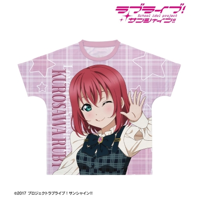 【アルマビアンカ】ラブライブ！サンシャイン！！ 描き下ろし 黒澤ルビィ チェックワンピース衣装ver. フルグラフィックTシャツユニセックス(サイズ/XXXL)