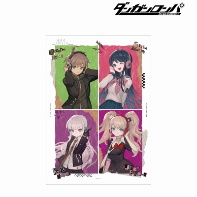 【アルマビアンカ】ダンガンロンパシリーズ lackさんイラスト 苗木 誠＆舞園 さやか＆霧切 響子＆江ノ島 盾子 ヘッドフォンver. A3マット加工ポスター