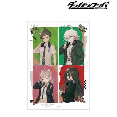 【アルマビアンカ】ダンガンロンパシリーズ lackさんイラスト 日向 創＆狛枝 凪斗＆七海 千秋＆カムクラ イズル ヘッドフォンver. A3マット加工ポスター