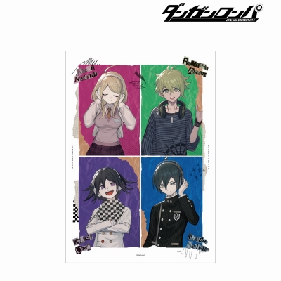 【アルマビアンカ】ダンガンロンパシリーズ lackさんイラスト 赤松 楓＆天海 蘭太郎＆王馬 小吉＆最原 終一 ヘッドフォンver. A3マット加工ポスター