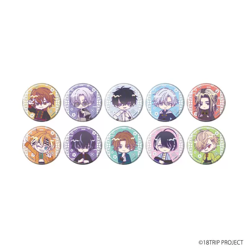 【A3】缶バッジ『18TRIP』12/チャイナver. ブラインド(全10種)(ミニキャライラスト) 1BOX入数：10