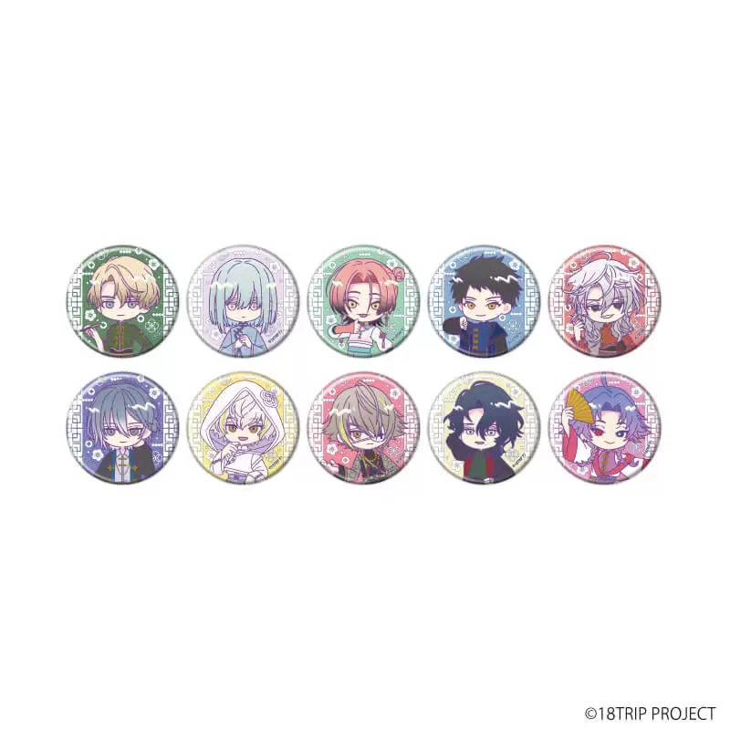 【A3】缶バッジ『18TRIP』13/チャイナver. ブラインド(全10種)(ミニキャライラスト) 1BOX入数：10