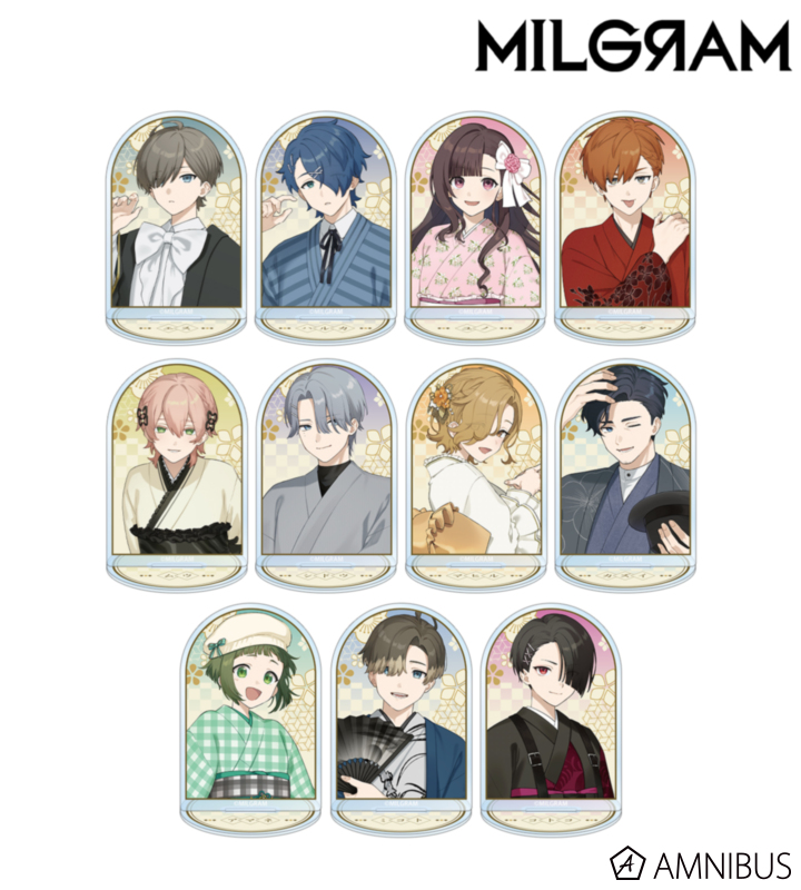 【アルマビアンカ】MILGRAM -ミルグラム- 描き下ろし レトロ和装ver. トレーディングアクリルスタンド 1BOX入数：11