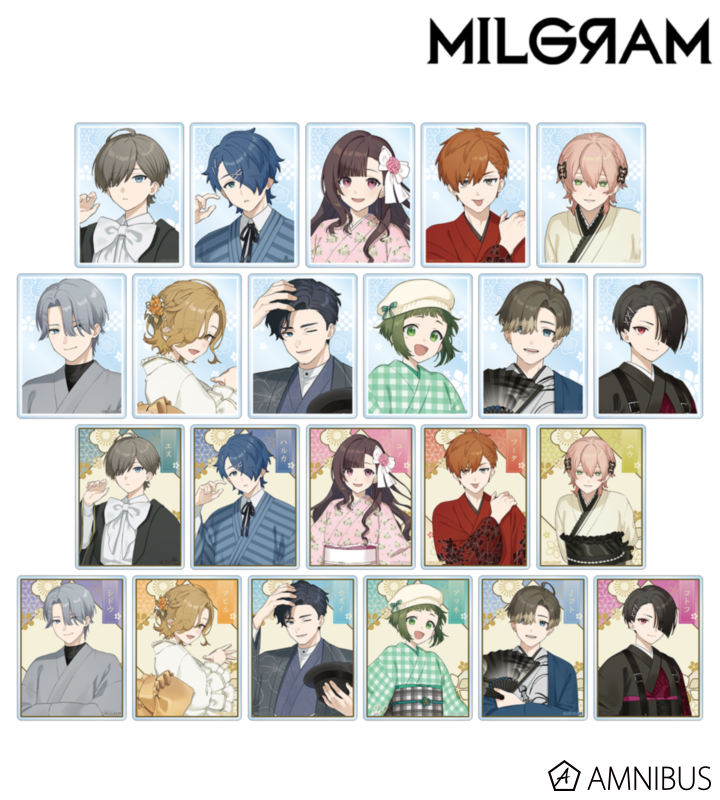 【アルマビアンカ】MILGRAM -ミルグラム- 描き下ろし レトロ和装ver. トレーディングアクリルカード 1BOX入数：22