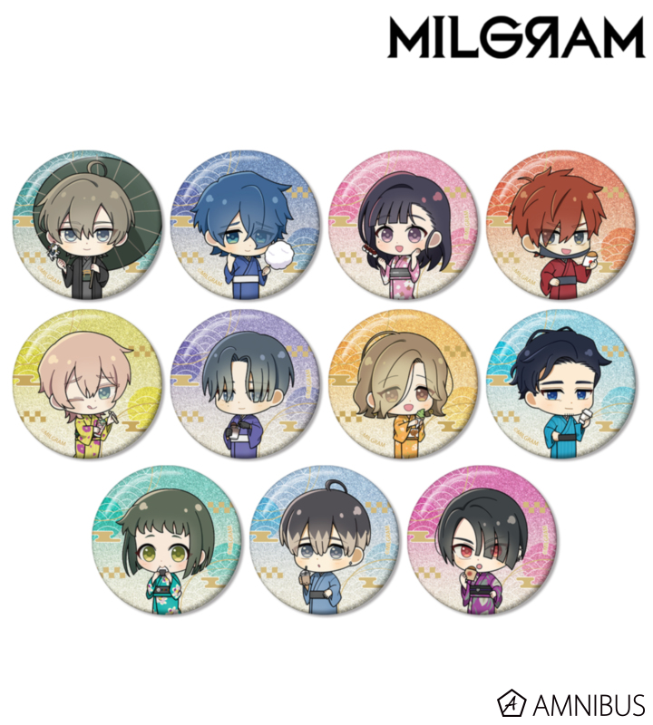 【アルマビアンカ】MILGRAM -ミルグラム- トレーディング ちびキャラ 着物食べ歩きver. グリッター缶バッジ 1BOX入数：11