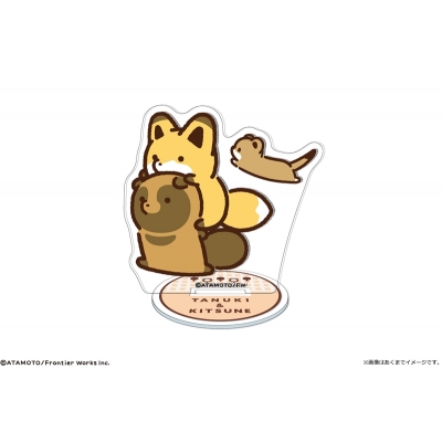 【カナリア】タヌキとキツネ ミニアクリルスタンド 05 タヌキ＆キツネ＆オコジョ