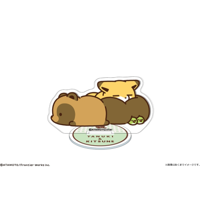 【カナリア】タヌキとキツネ ミニアクリルスタンド 08 タヌキ＆キツネ＆トリ