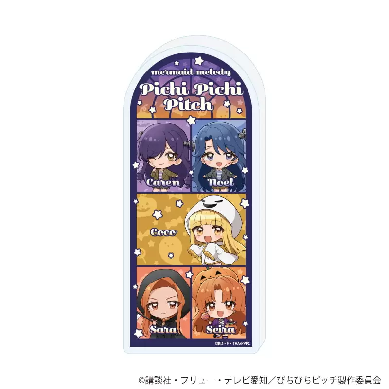 【A3】ミニアクリルブロック「マーメイドメロディー ぴちぴちピッチ」02/かれん＆ノエル＆ココ＆沙羅＆星羅 ハロウィンver.(ミニキャライラスト)