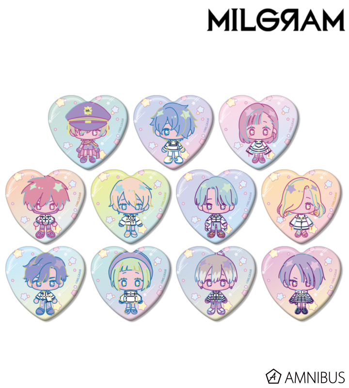 【アルマビアンカ】MILGRAM -ミルグラム- トレーディング ゆめぷち ハート型缶バッジ ver.A 1BOX入数：11