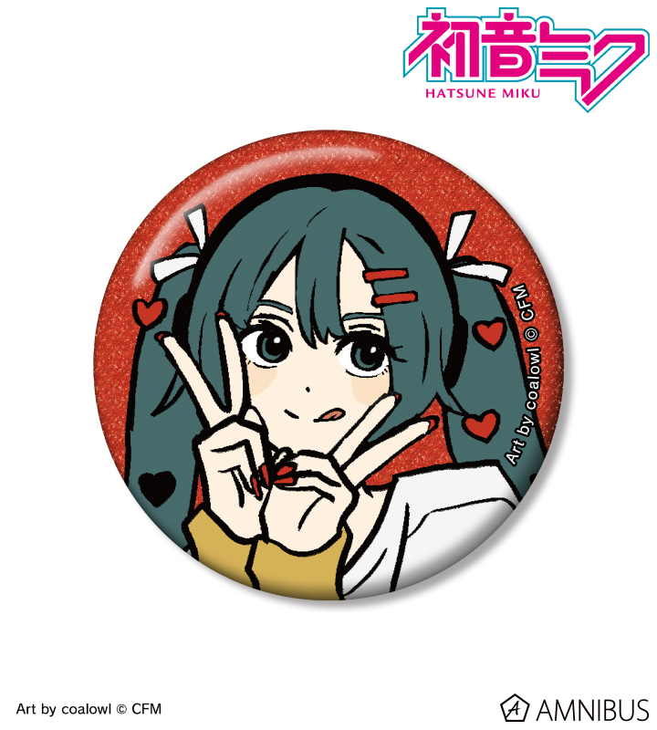 【アルマビアンカ】《初音ミク》 描き下ろし 初音ミク ハートver. Art by coalowl グリッター缶バッジ ver.A