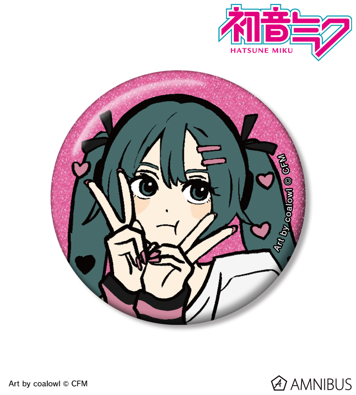 【アルマビアンカ】《初音ミク》 描き下ろし 初音ミク ハートver. Art by coalowl グリッター缶バッジ ver.B