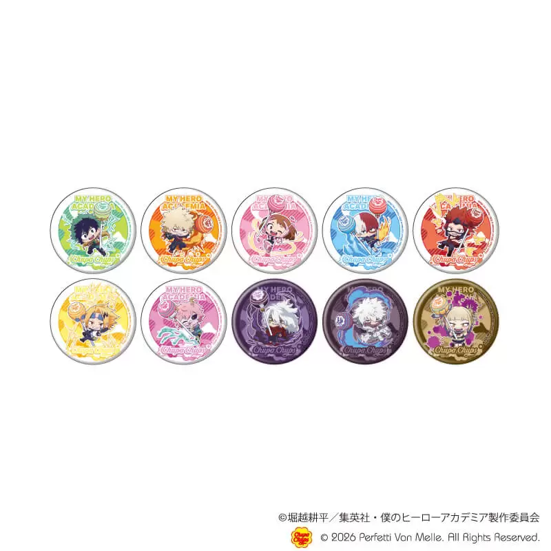 【A3】缶バッジ「アニメ 『僕のヒーローアカデミア』×チュッパチャプス」01/ブラインド（全10種）（ミニキャライラスト） 1BOX入数：10